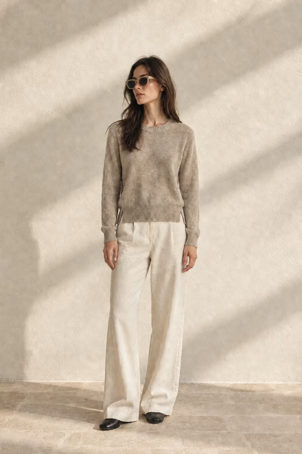 Cashmere Crewneck in Warm Taupe