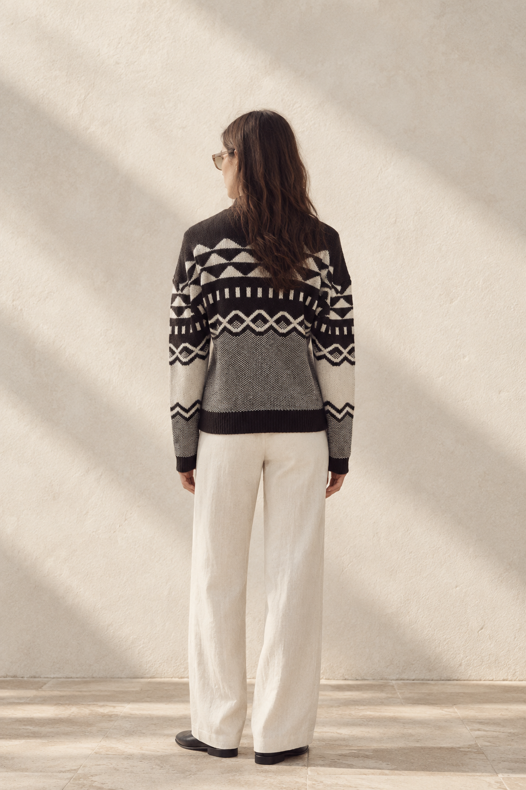 Geometric Cotton Knit Sweater