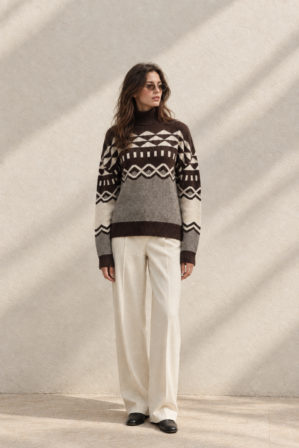 Geometric Cotton Knit Sweater